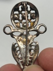 Vintage Art Deco style sterling silver onyx dangle / drop marcasite brooch pin