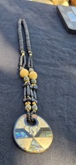 Horn Bone Shell Mother of Pearl Jet Abalone African Tribal Style 24″ L Necklace