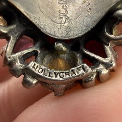 Vintage Hollycraft Rhinestone Ring Cocktail Adjustable Silver Tone Size 6.25