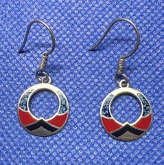 1.25″ Vintage MEXICO Earrings 925 Sterling Silver Turquoise Coral Onyx NEW