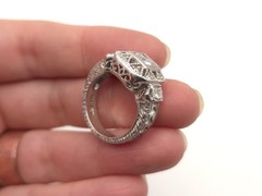 Vintage Sterling Silver SETA Signed 925 Art Deco Antique Style CZ Cocktail Ring