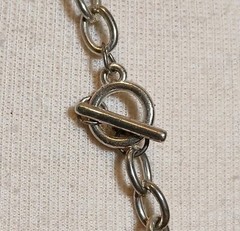 Vintage Silver Tone Oval Link Chain Necklace Toggle Clasp 20″