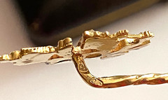 Antique Imperial Faberge 14k 56 Solid Gold Diamonds KF Pin Brooch
