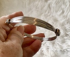 Sterling Silver Modernist Wire Bangle Adjustable Wrap Tension Bracelet 8.5”