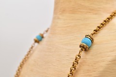 Accessocraft NYC Vintage Station Chain Necklace Turquoise Beaded Signed BinBE