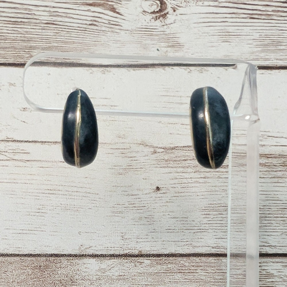 Vintage Earrings For Pierced Ears Dark Teal – Repair Needed