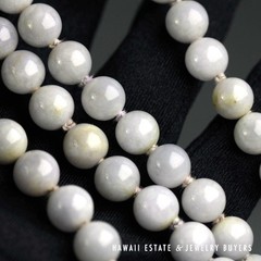 Ming’s Hawaii Pale Lavender Jade 9mm Bead 14k Yellow Gold Clasped Necklace 30″