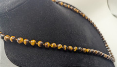 Tiger Eye Gemstone Necklace Knotted Beads Brown Gold Natural Stone Strand 32in