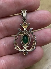 AS-IS!! Vintage Marked 800 Silver Unique Stone Dangle Drop Pendant