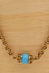Accessocraft NYC Vintage Station Chain Necklace Turquoise Beaded Signed BinBE