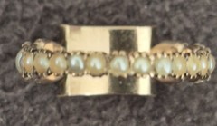 1820’s GEORGIAN 15K Gold/Seed Pearl Surround Mourning Hair Ring Sz 6.5