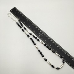 Silver Schark Handmade Sterling Silver & Black Onyx Necklace 18-21″ 20g #65