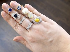 Vintage 1.48Ct Opal and 3.03Ct Diamond Platinum Ring Circa 1945