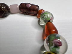 Vintage Art Glass Large Bead Stretchable Multicolored Bracelet