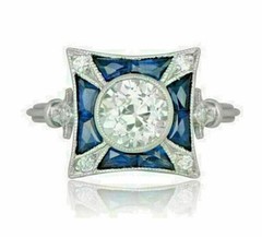 2Ct Art Deco Vintage Style Lab Created Diamond Engagement 14K White Gold FN Ring