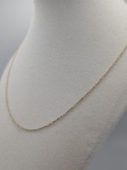 14k Yellow Gold 0.6 mm Twisted Chain Necklace. Adjustable Chain Necklace.