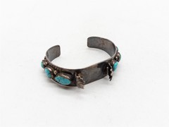 NAVAJO $600 Natural Turquoise Sterling Silver WATCH BANGLE Bracelet 30g