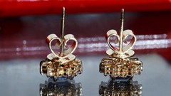 18k yellow gold earrings 1.2ct natural, treated sapphire dia stud 3.03gr N3713
