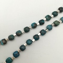 Silver Schark Handmade Sterling Silver & Turquoise Square Necklace 16-20″ #33