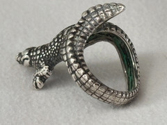 VINTAGE .925 STERLING SILVER FIGURAL ALLIGATOR RING…14g…SIGNED
