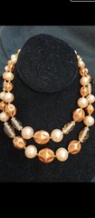 Vintage Double Layer Vintage Cream & Champagne Color Necklace
