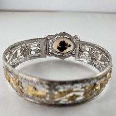 Art Deco Bangle Filigree Design with Mose Agate 1933 J.J. White Mfg. [7911]