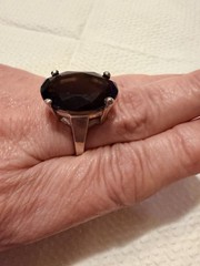 Vtg Stunning! 925SterSilver Sz 10-11g Smoky Quartz Ring!