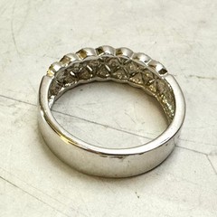 Vintage AVON Silver Tone Filigree Band Ring Clear CZ Crystals Size 9.75