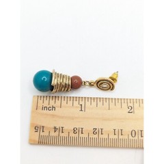 Vintage Egyptian Revival Beaded Dangle Drop Stud Earrings Pierced Ears Boho