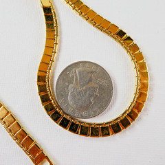 Vintage MONET Gold Tone Chain Flat Square Link 16.5″ Super Shiny Nice Quality