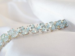 Vintage Sterling Silver 925 Double 2 Row Heated Blue Topaz Tennis Bracelet 7.5″