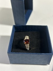 Vintage Red Cubic Zirconia Ring Gold Plated Womens Size 6