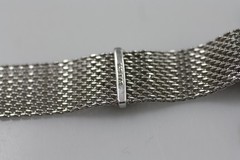 925 Sterling Silver Rhodium-plated Mesh CZ Heart station 6.75in Bracelet FAS
