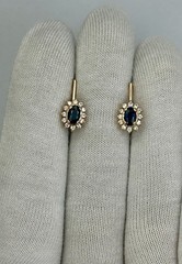 Vintage Original Natural Sapphire & Diamond Rose Gold Earrings 585 14K 2.45 g.