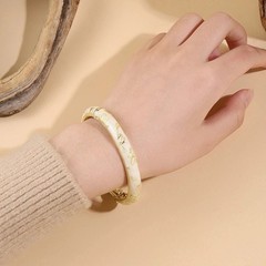 2Pcs Vintage Cloisonne Enamel Flower Bangle Bracelet Women Hollow Jewelry Gift