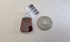 Certified Burma Grade A Jadeite Red Flat Plaque Pendant Sterling Silver Icy