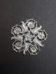 24604 – Floral Filigree Round Jewelry Finding Matte Silver Ox