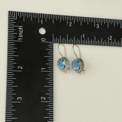 Vintage 925 Sterling Silver Genuine Blue Topaz Dangle Earrings