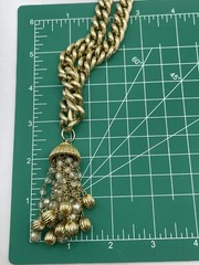 Vintage 1970’s Hippie Hobo Boho Gold Tone Cuban Links Tassels Necklace Beads