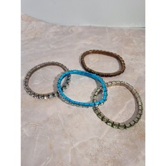 Rhinestone Stretch Bracelets Lot of 4 Colorful Crystal Bracelets Stackable