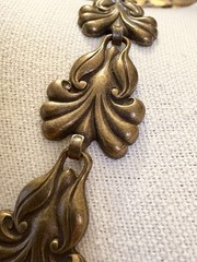 Vintage Art Nouveau revival 1950s-1960s Floral Leaf Motif Link Bracelet- Estate