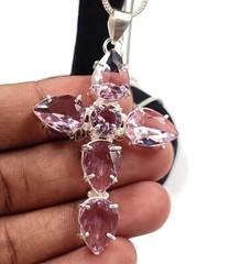 Pear Cut Pink Topaz Pendant 45.55 CT EGL 925 Sterling Silver Gemstone 5ARR