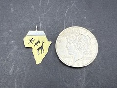 Vintage SUXO .925 Sterling Silver & Bone Continent of Africa Pendant or Charm S1
