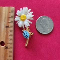 Signed LG Lind-gal Vintage Brooch Pin Daisy Ladybug Gold Plated