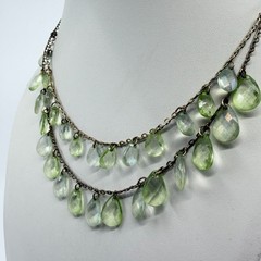 Light Green Faceted Teardrop Crystal Choker Layered Necklace Statement Jewelry