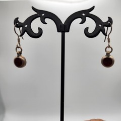 VTG 925 Mexico Sterling Silver Red Jasper Inlay Circle Dangle Drop Earrings 5g