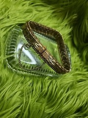 Vintage Bracelet Heavy Gold Plated Textured Diamond Cut Design with Safety Chain