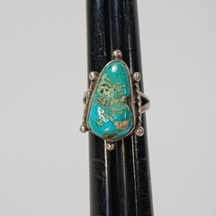 Vintage Estate BLUE TURQUOISE Stone Silver Tone Ring Size 5.25