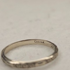 Antique 1934 Ostby Barton 14K White Gold Art Deco Wedding Band Engraved Sz 6