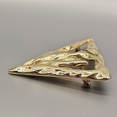 Vintage Torino Brooch Abstract Triangular Brutalist Gold Tone 2″